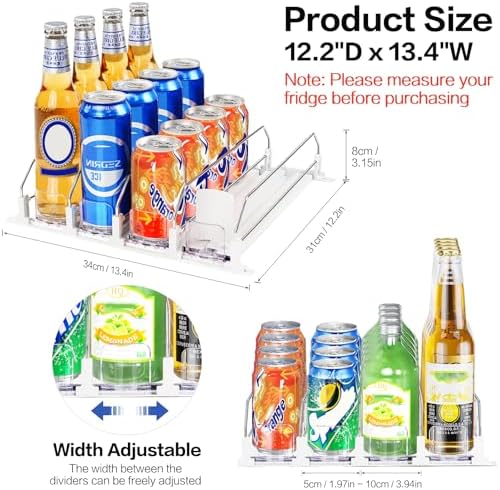 Drink Organizer for Mini Fridge, Holds 16 Cans