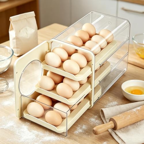Rolling Egg Dispenser for Refrigerator Clear Sloped Track Sorter