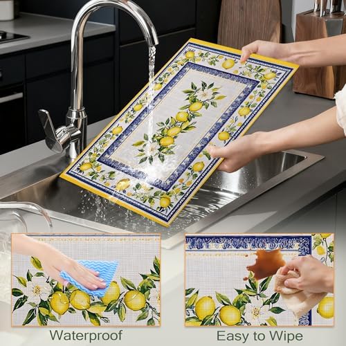 Lemon Branches Fabric Placemats,Vintage Rustic Country Table Placemats
