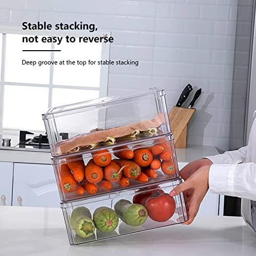 3Pack Clear Plastic Stackable Food Containers With Lids, Vegetable