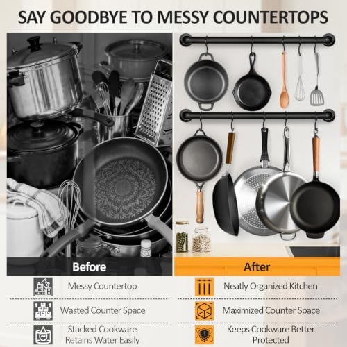 16'' Stainless Steel Kitchen Utensils Rack, 2 Pack Pot Hanger
