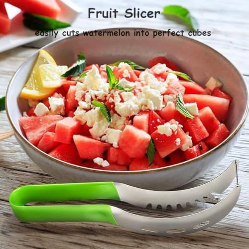 Stainless Steel 3-Pack Fruit Slicer Kitchen Knife, 2-in-1 Watermelon