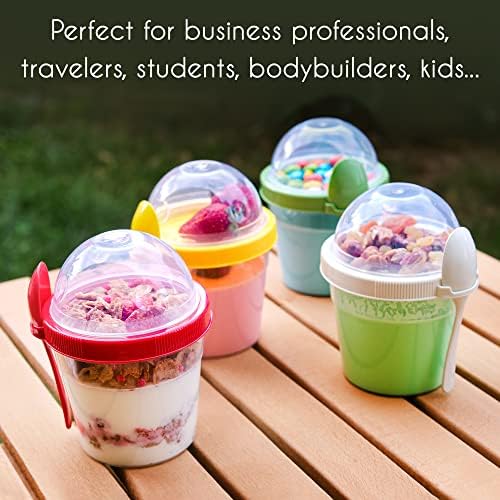Crystalia 4 Pack 17 oz On The Go Yogurt Parfait Cups with Lids &