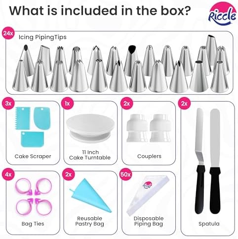 Riccle 88 pc Cake Decorating Kit & Turntable