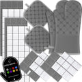 Oven Mitts Kitchen Towels Dishcloths with Pot Holders Sets 12PCS, Dish