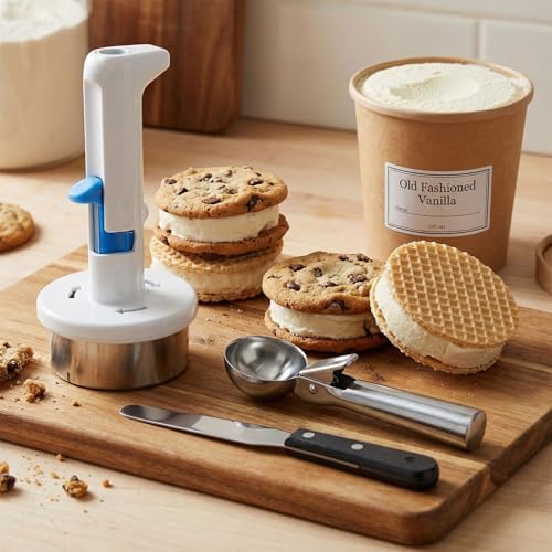 3-Piece Stainless Steel Ice Cream Sandwich Maker Kit with Scoop