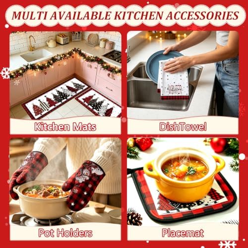 VETOXKA 10 Pcs Christmas Kitchen Decor Set, Snowman Oven Mitts and