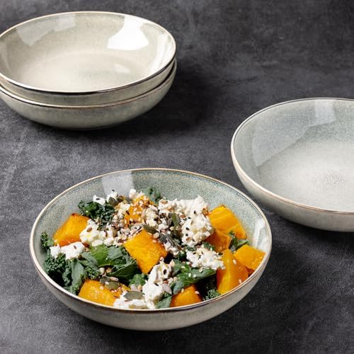 AmorArc 8.5’’ Ceramic Pasta Bowls Set of 4, 36oz Large Stoneware Bowls