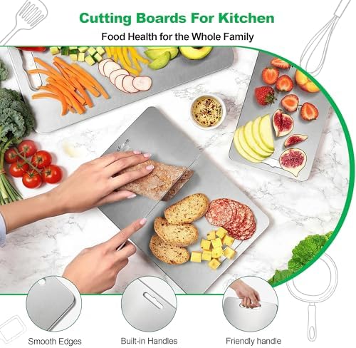 100% Pure Titanium Cutting Board Set in S/M/L Sizes, Food Grade