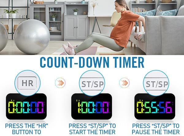 Kitchen Digital RGB Timer, Rechargeable, Vibration Mode