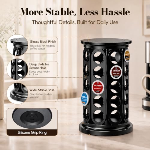 K Cup Holder for 40 Keurig Pods, Black