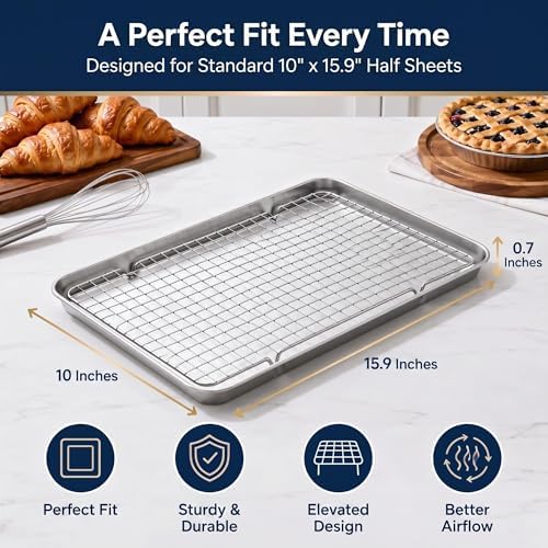 Cooling Rack Set of 2, 10" x 16" No Warp Heavy Duty Stainless Steel