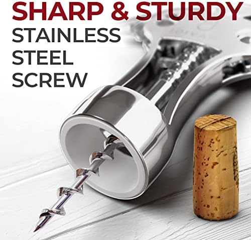 Wine Opener, Wing Corkscrew - Made w/Heavy Duty Stainless Steel Screw