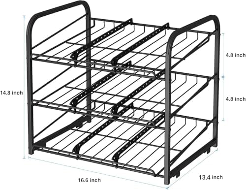 Can Rack Organizer,3 Tier Stackable Can Storage Dispenser,Black