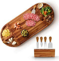 TIDITA 30" Large Acacia Wood Charcuterie Board with 4 Knives Set, Magnetic