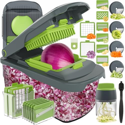 Ourokhome 12-in-1 Veggie Chopper and Dicer, Gray