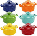 Hacaroa Set of 6 Mini Cocotte with Lid, 8 Oz Ceramic Ramekins with
