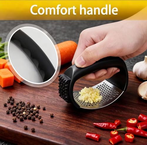Garlic Press with Soft Ergonomic Handle, Black