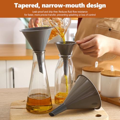 Plastic Kitchen Funnel Set of 3,BPA Free Round Food Funnels for