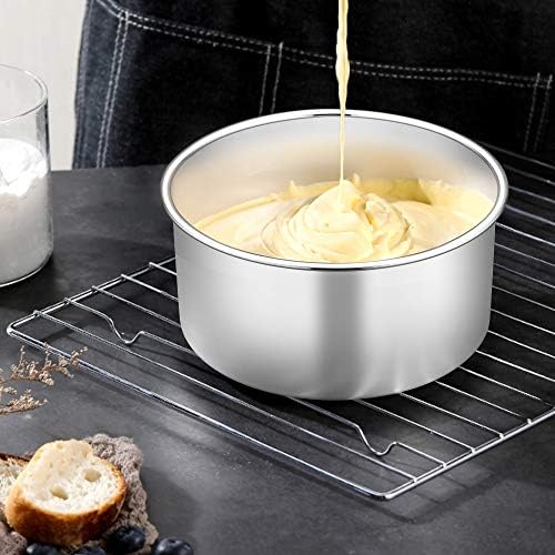 TeamFar 6 Inch Cake Pan, 6” x 3” Stainless Steel Round Baking Pan Set