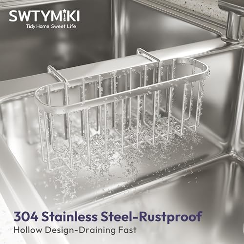 SWTYMIKI Sponge Holder for Kitchen Sink, Movable Kitchen Sink Caddy