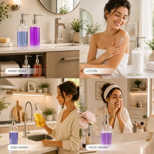 Refillable Clear Soap Dispenser Bottles, 16 oz 3 Pack