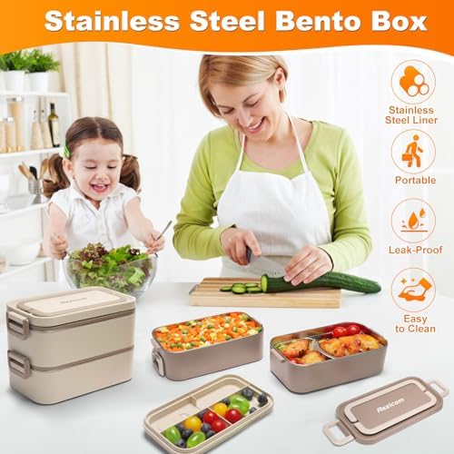 Stainless Steel 2-Layer Lunch Box, 2 L