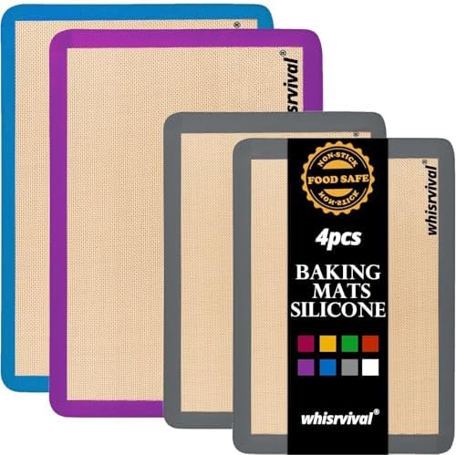 4 Pack Silicone Baking Mats, Half and Quarter Sheets