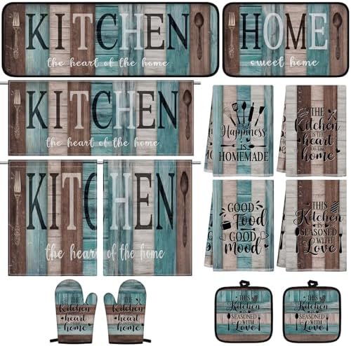 Britimes Kitchen Decor Sets, 13 Pack, Farmhouse Teal Turquoise