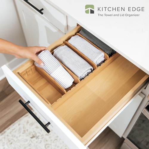 KitchenEdge Kitchen Towel & Storage Organizer | Natural Bamboo