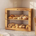 Corner Bread Box for Kitchen Countertop, Large Capacity Bread Storage Container for Homemade Bread, Space-Saving Bread Holder Kitchen Organizer
