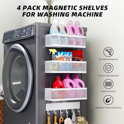 4 Pack Magnetic Baskets with Hook Rack