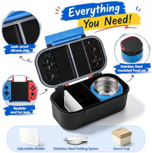 Kids Lunch Box with 9oz Thermo, Game Bento Box for Boys & Girls