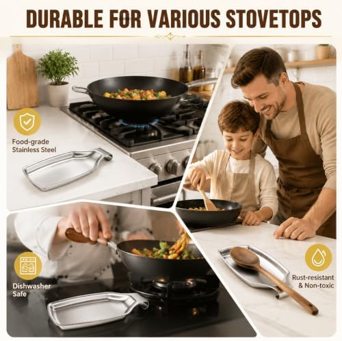 E-far Spoon Rest Set of 2, Stainless Steel Spoon Rest for Stove Top