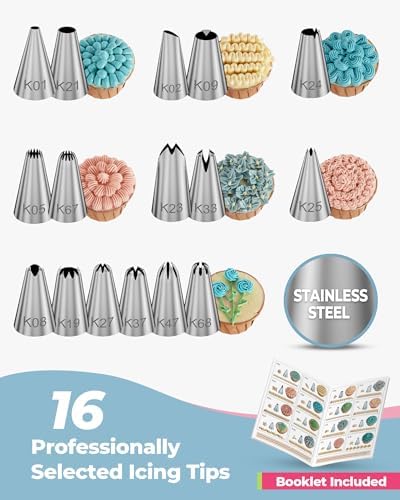 Kootek 124 Icing Piping Bags and Tips Set, Blue