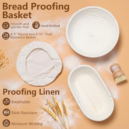 Sourdough Starter Kit with Banneton Basket, Jar and Tools
