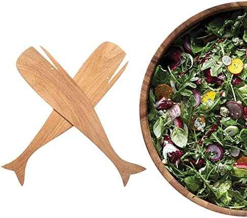Ironwood Gourmet Acacia Wood Whale Salad Serving Utensils