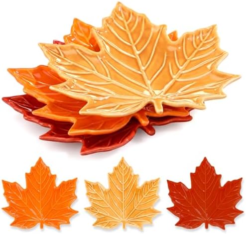 3 Pcs Fall Maple Leaf Ceramic Spoon Rest for Stove Top