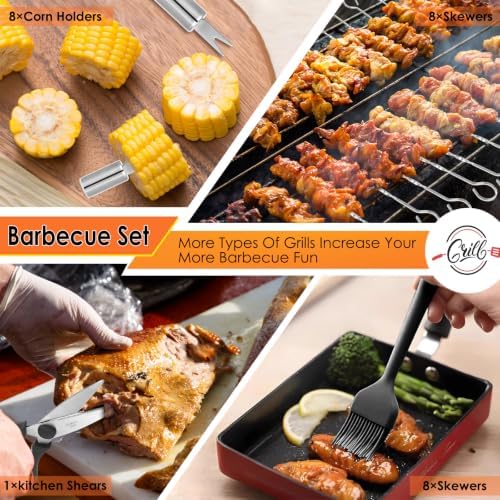 Yoehka 34-Piece BBQ Grilling Accessories Set, Brown