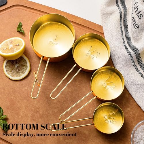 13pcs Gold Stainless Steel Measuring Cups and Spoons Set, Including 8