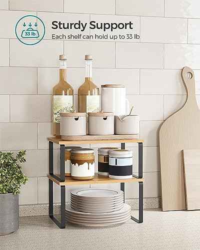 SONGMICS Cabinet Organizer Shelf, Set of 2 Spice Rack, Kitchen Storage