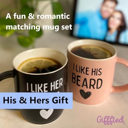 Triple Gifffted Funny Couples Mugs Gift Set for Him and Her, 13oz