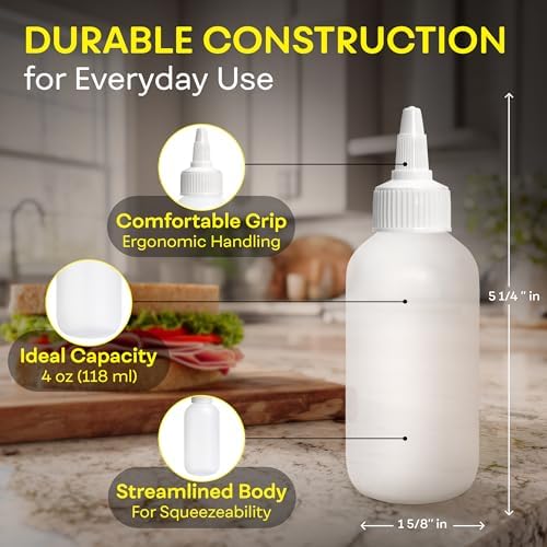 BRIGHTFROM Squeeze Bottles - 4 OZ Empty Plastic Containers for