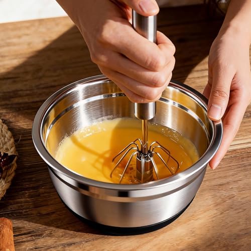 Stainless Steel Mixing Bowls Set with Lids & Silicone Base,7‐Piece Set