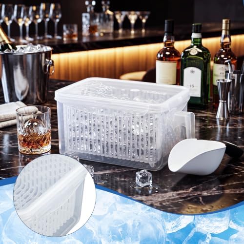 Havawish Ice Storage Bin for Freezer with Drain Basket, Lid and Scoop