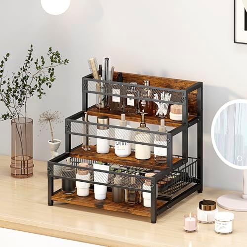LOTEYIKE 3 Tier Coffee Syrup Rack Organizer 12 Water Bottles Holder