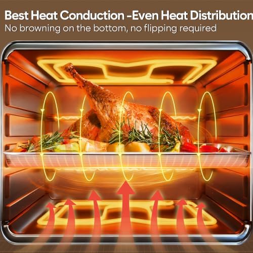Half Sheet Pan Set of 2, 17.3” x 12.2” Stainless Steel Cookie Sheets