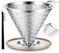 Pour Over Coffee Dripper, Triple-Layer Stainless Steel 800-Mesh Filter