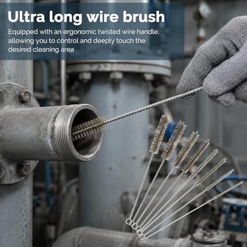 8 Pcs Tube Cleaning Brush Set, Stainless Steel & Brass Wire Brushes