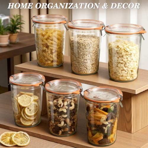 Sourdough Starter Jars 27 oz 4 Pack, Canning Jars with Glass & Plastic